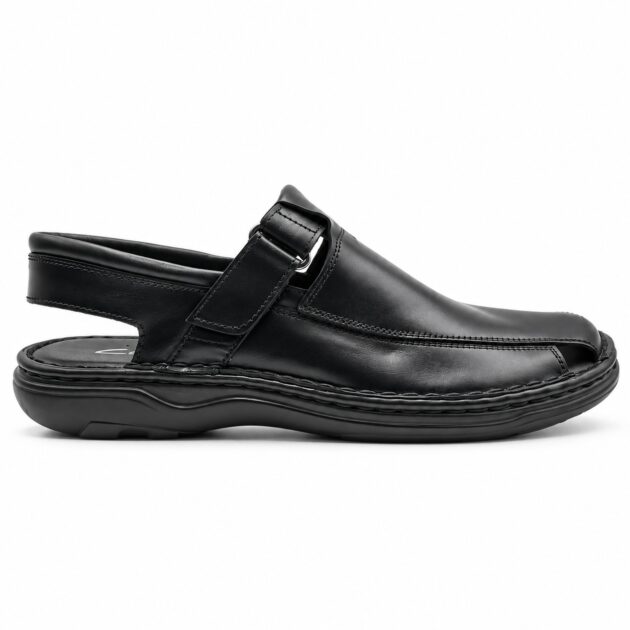 Men's Black Adjustable Closed-Toe Sandals